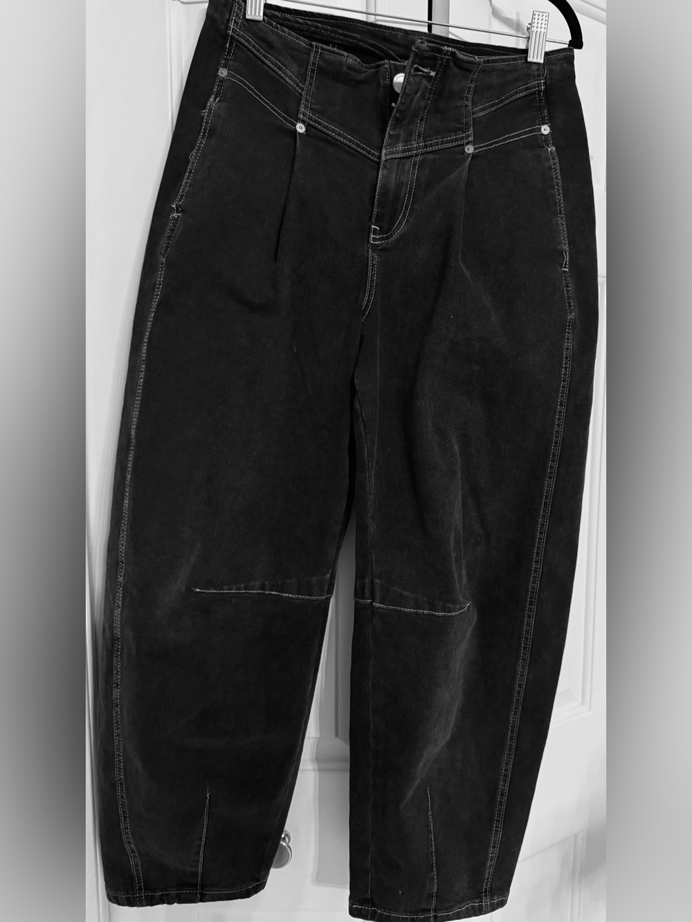 Blank NYC Black High-Rise Barrel-Leg Jeans